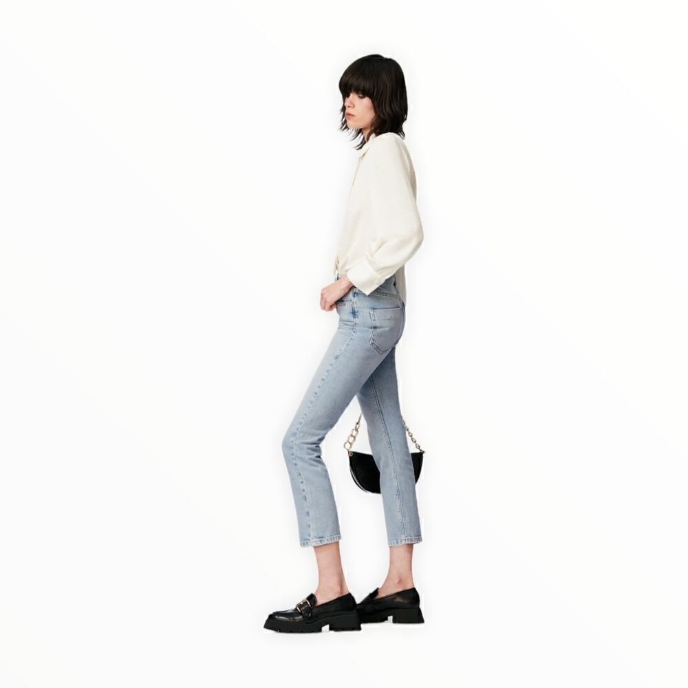 ZARA Z1975 Light Blue High Rise Slim Fit Jeans NWT Size 0 - Picture 8 of 11